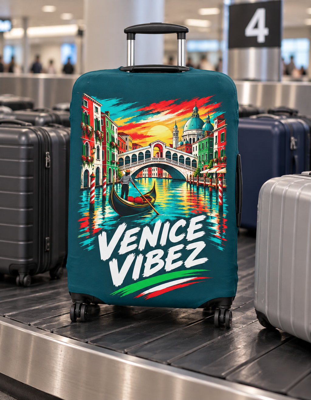 Venice Vibez Luggage Cover | Colorful Gondola Canal Travel