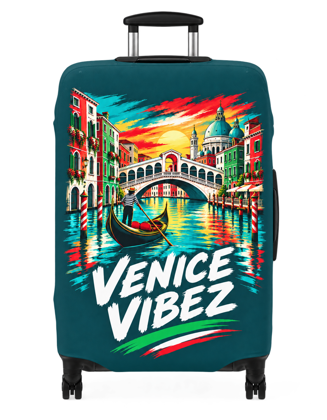 Venice Vibez Luggage Cover | Colorful Gondola Canal Travel