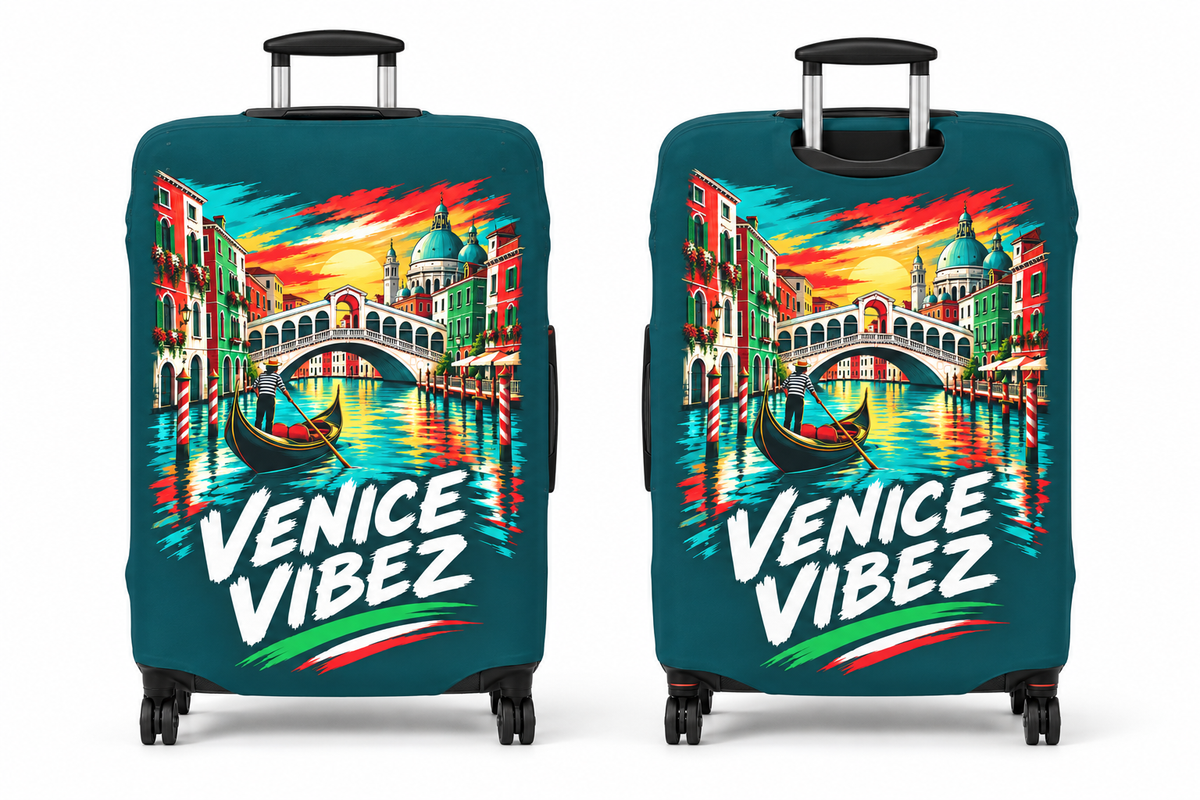 Venice Vibez Luggage Cover | Colorful Gondola Canal Travel