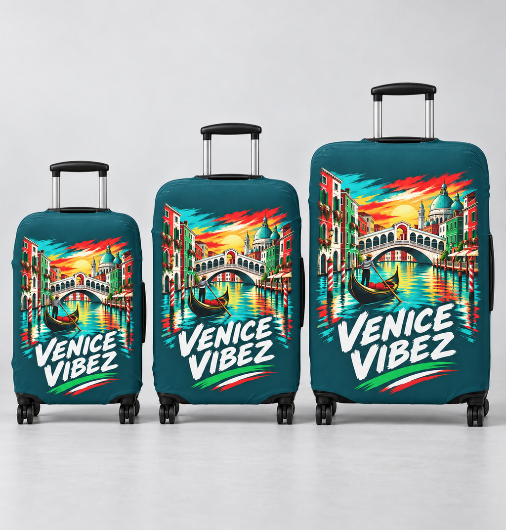 Venice Vibez Luggage Cover | Colorful Gondola Canal Travel
