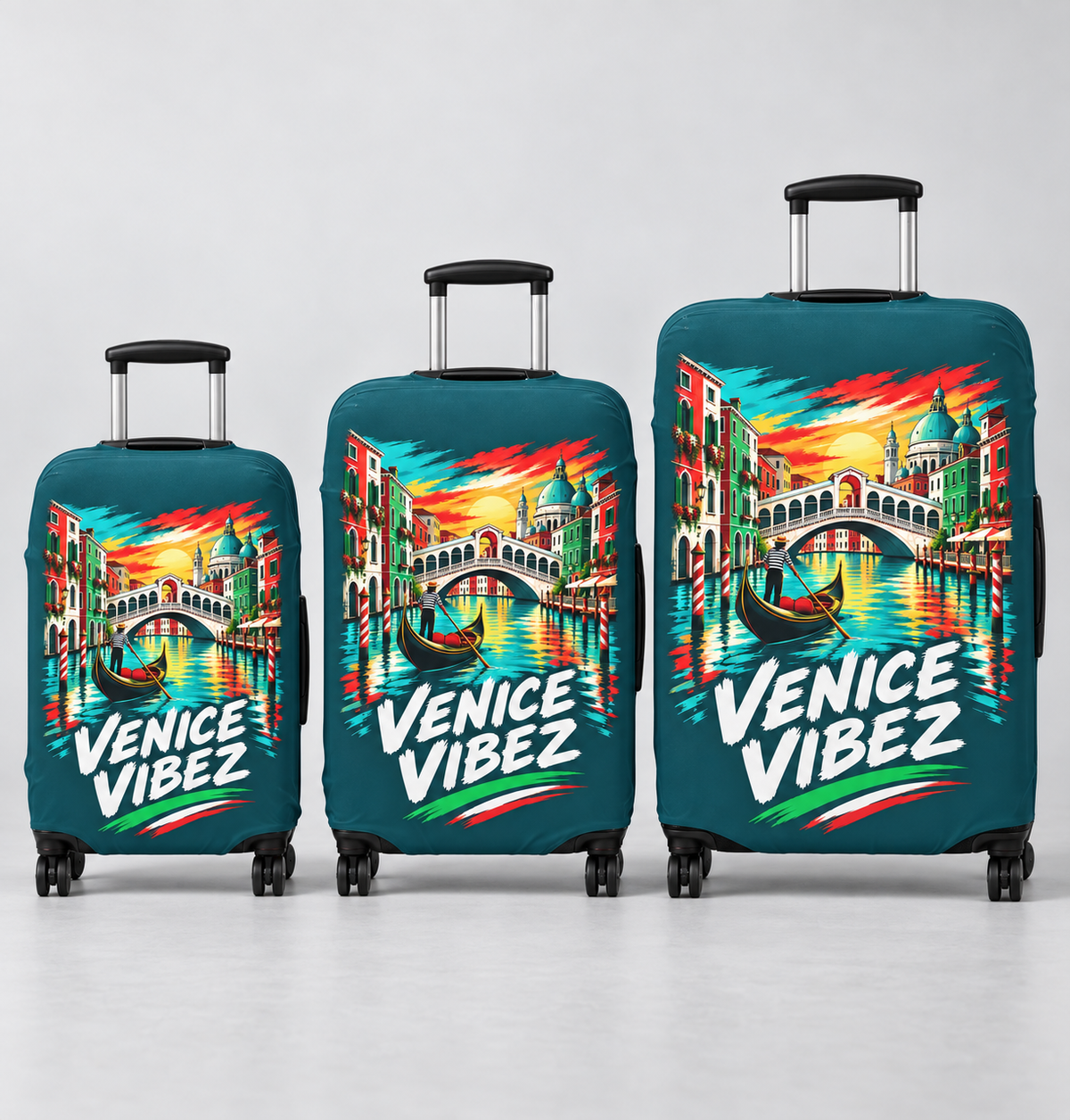 Venice Vibez Luggage Cover | Colorful Gondola Canal Travel