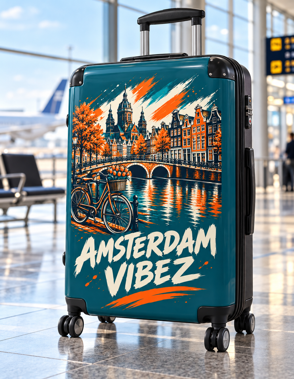 Amsterdam Vibez Suitcase | Canal Bike Cityscape Travel Luggage