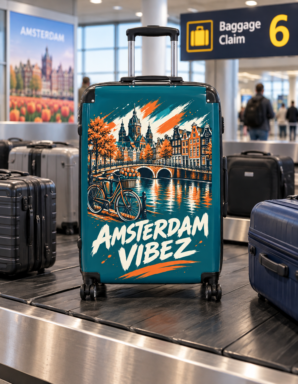 Amsterdam Vibez Suitcase | Canal Bike Cityscape Travel Luggage