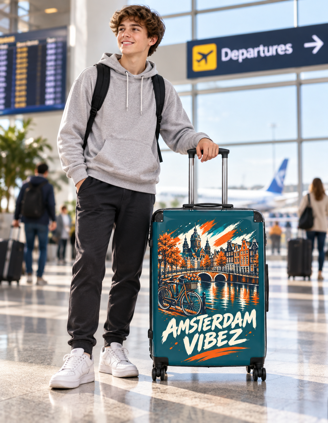 Amsterdam Vibez Suitcase | Canal Bike Cityscape Travel Luggage