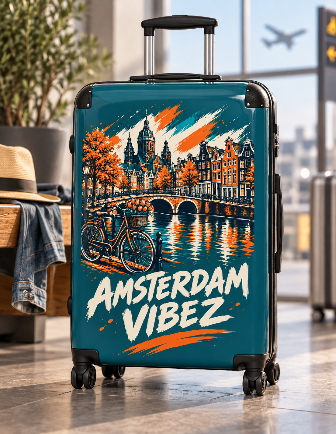 Amsterdam Vibez Suitcase | Canal Bike Cityscape Travel Luggage