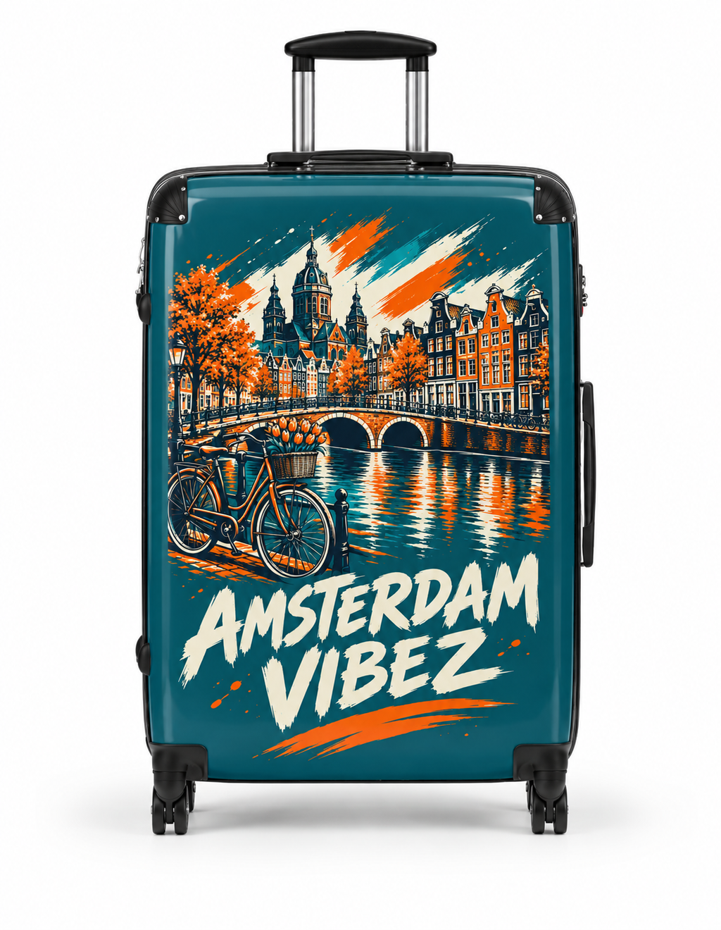 Amsterdam Vibez Suitcase | Canal Bike Cityscape Travel Luggage