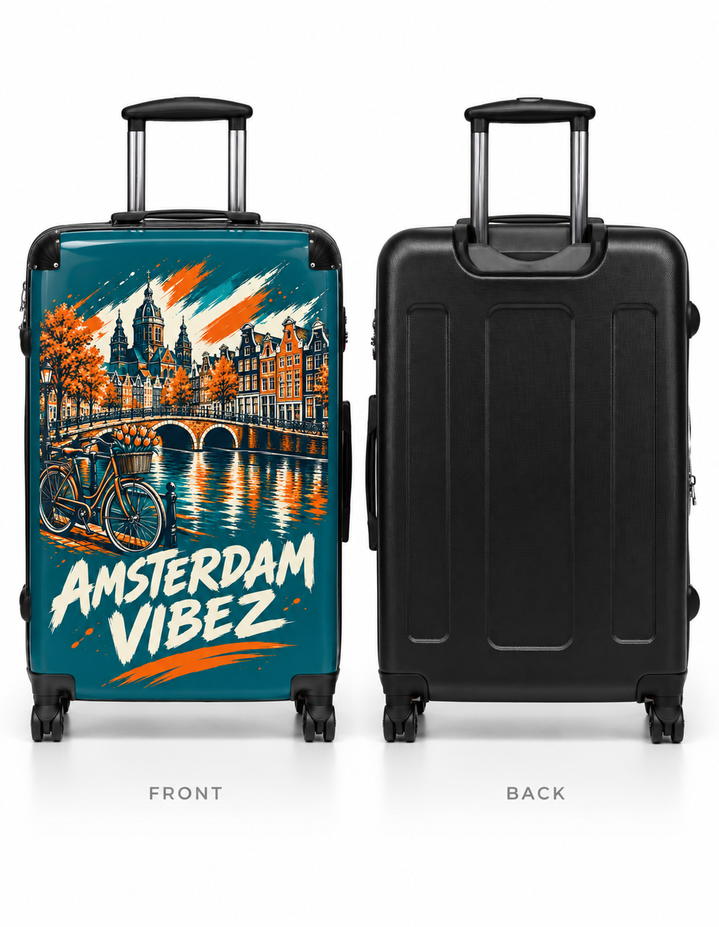 Amsterdam Vibez Suitcase | Canal Bike Cityscape Travel Luggage
