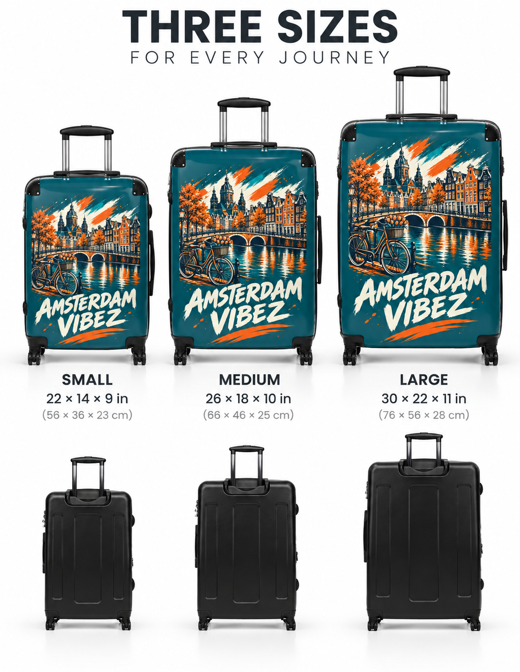 Amsterdam Vibez Suitcase | Canal Bike Cityscape Travel Luggage