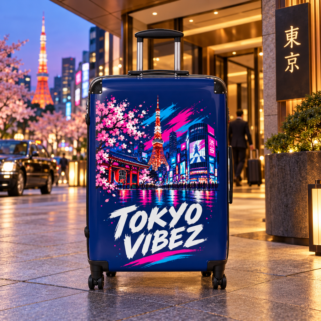 Tokyo Vibez Suitcase | Sakura Night Skyline Carry-On
