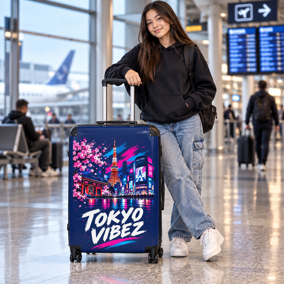 Tokyo Vibez Suitcase | Sakura Night Skyline Carry-On