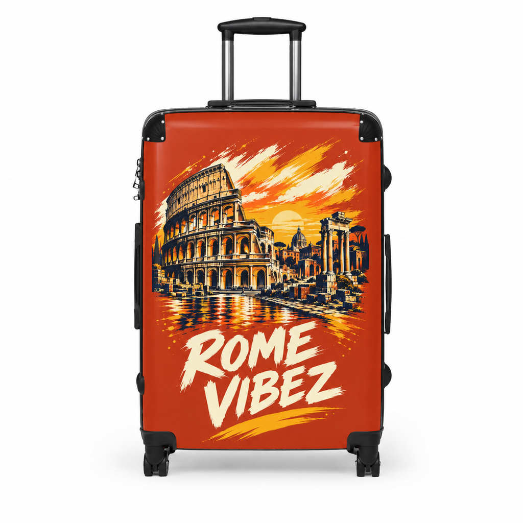 Rome Vibez Suitcase | Colosseum Travel Luggage, Italian Cityscape Print