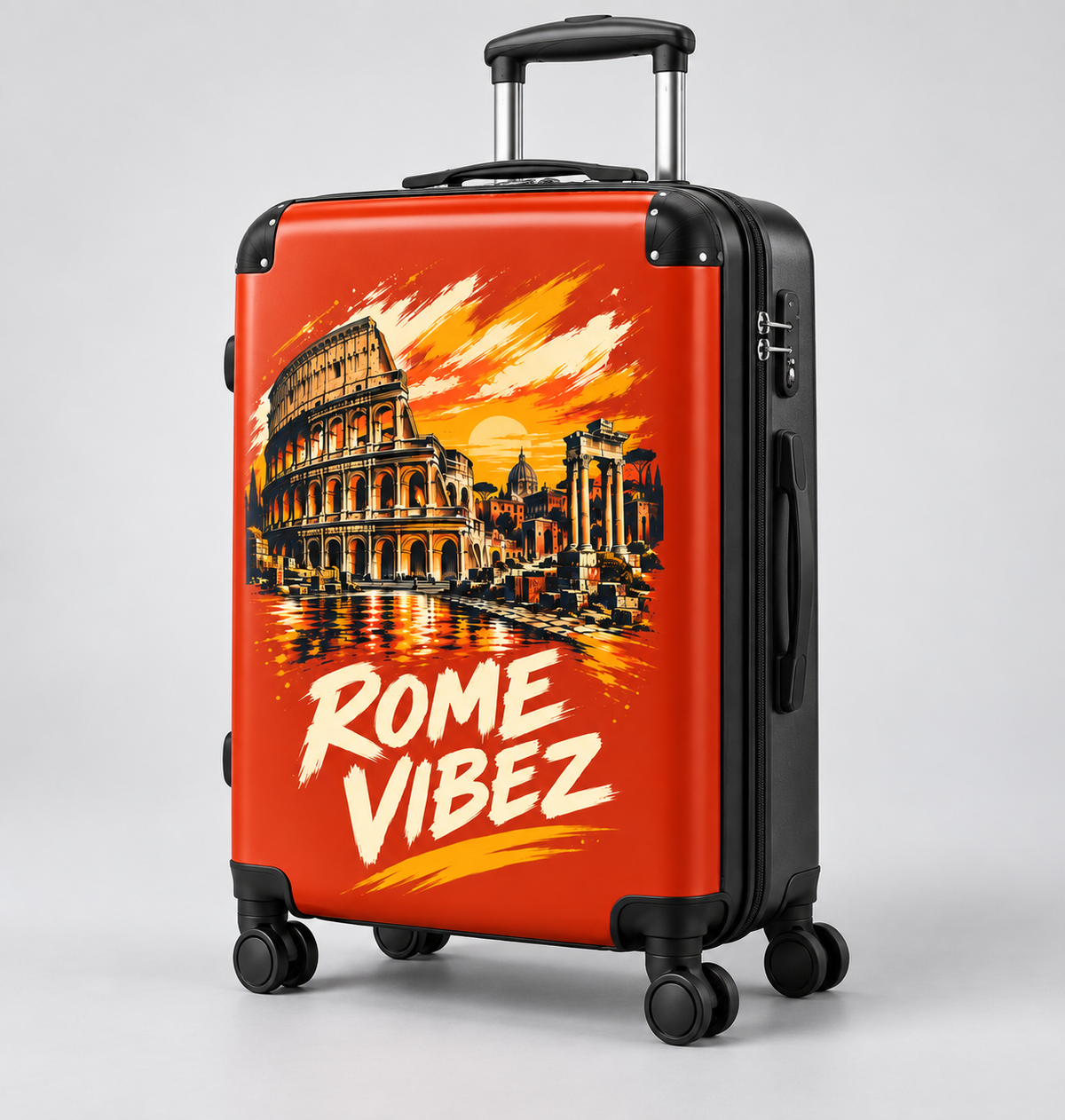 Rome Vibez Suitcase | Colosseum Travel Luggage, Italian Cityscape Print