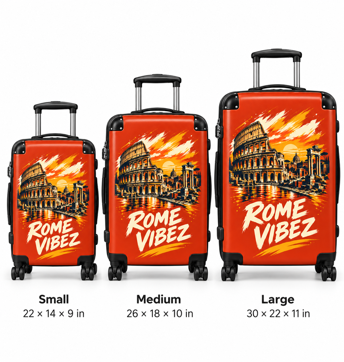 Rome Vibez Suitcase | Colosseum Travel Luggage, Italian Cityscape Print