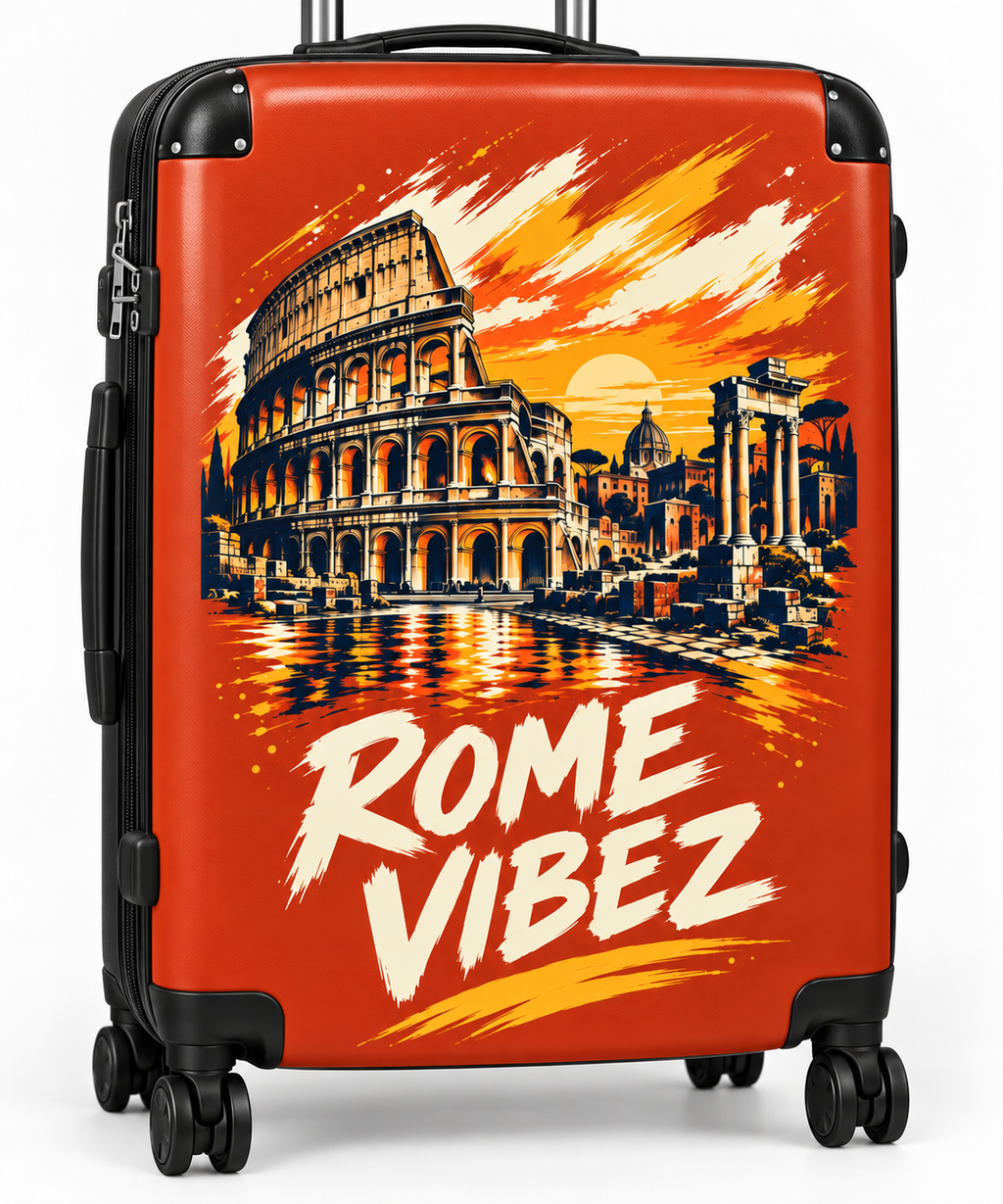 Rome Vibez Suitcase | Colosseum Travel Luggage, Italian Cityscape Print