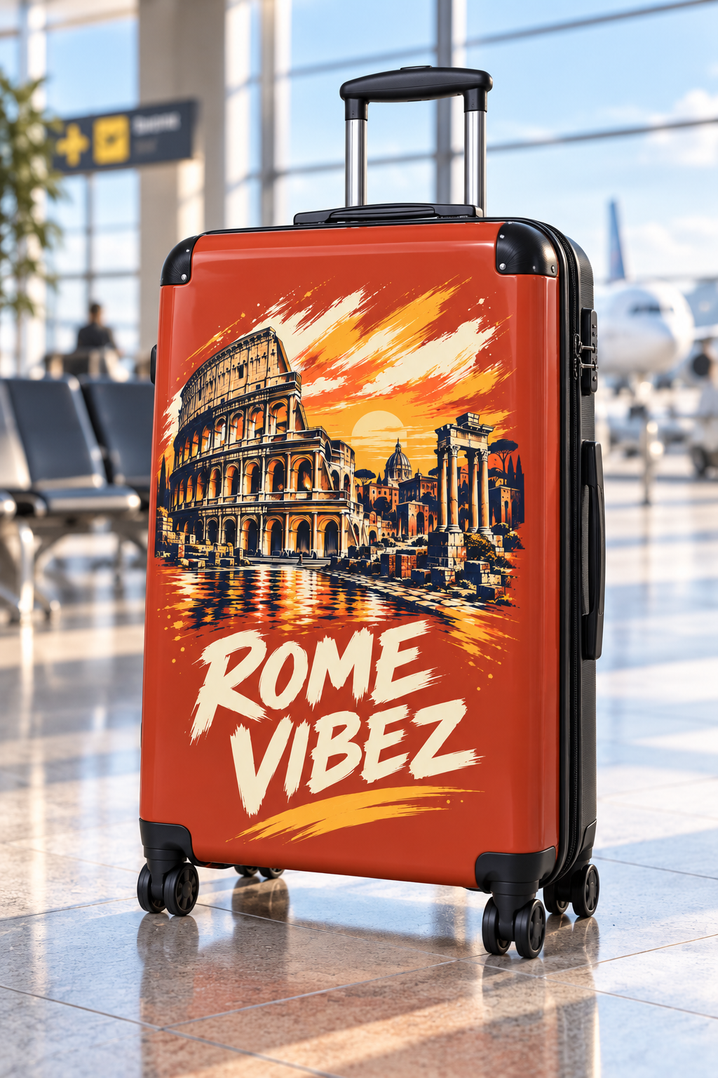 Rome Vibez Suitcase | Colosseum Travel Luggage, Italian Cityscape Print