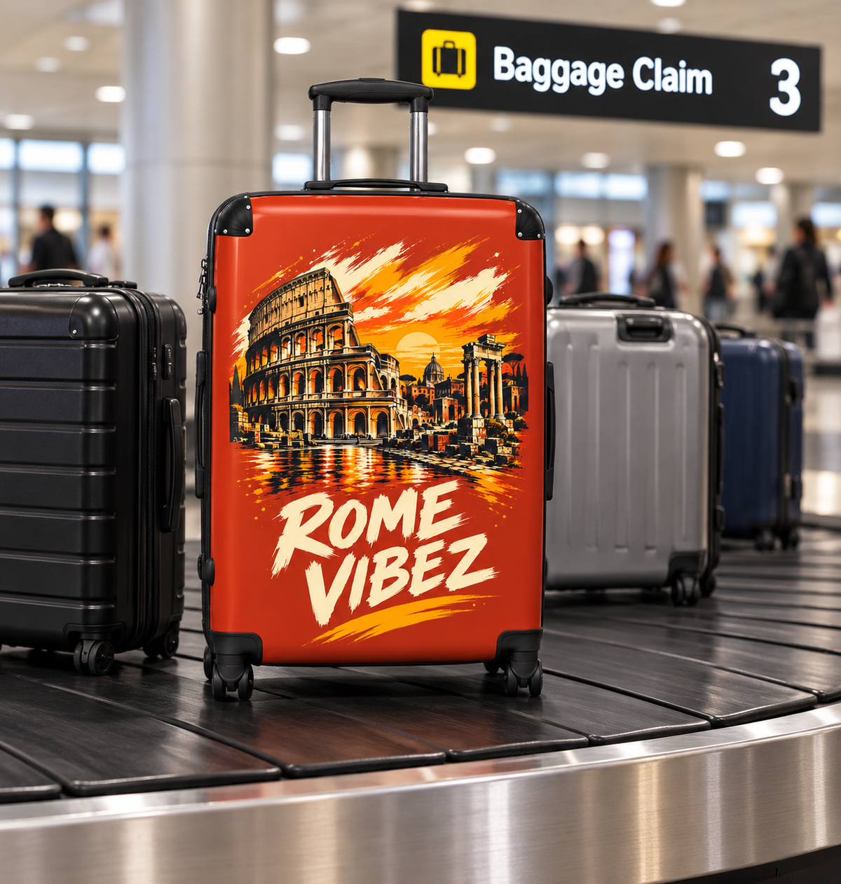 Rome Vibez Suitcase | Colosseum Travel Luggage, Italian Cityscape Print
