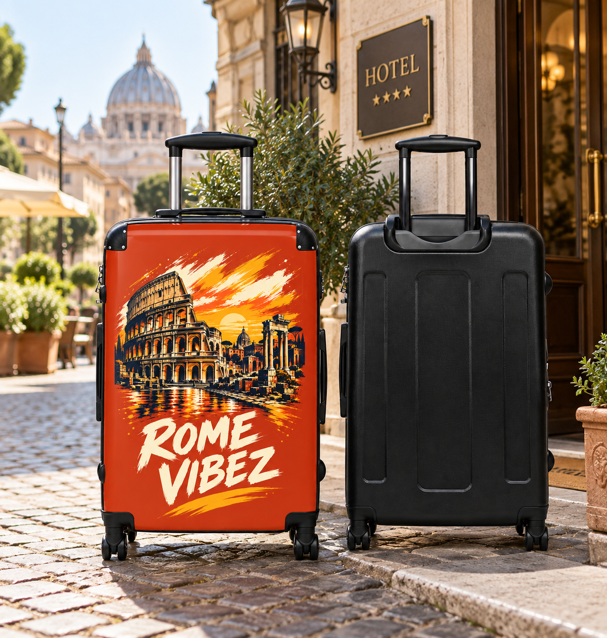 Rome Vibez Suitcase | Colosseum Travel Luggage, Italian Cityscape Print