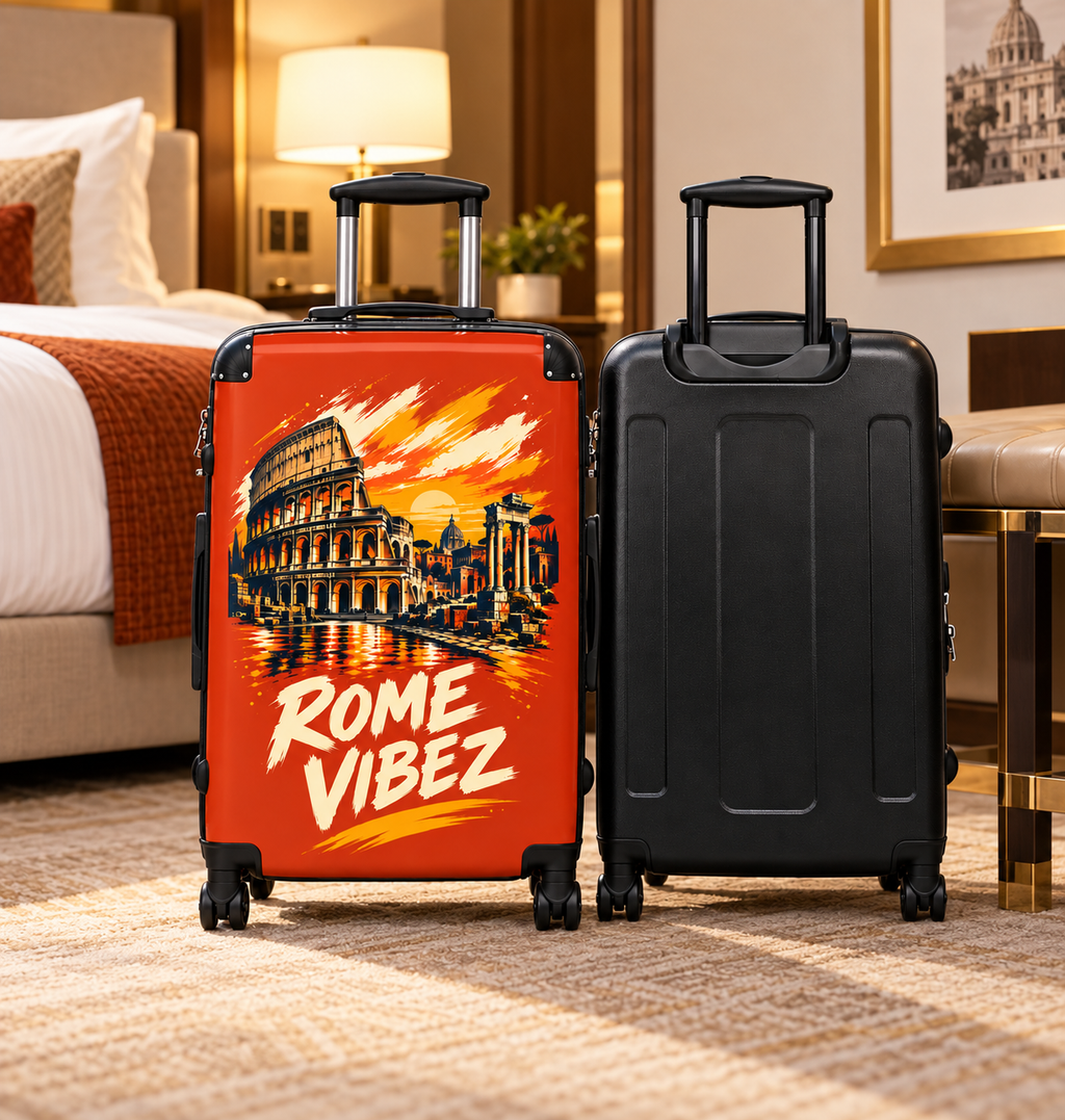 Rome Vibez Suitcase | Colosseum Travel Luggage, Italian Cityscape Print