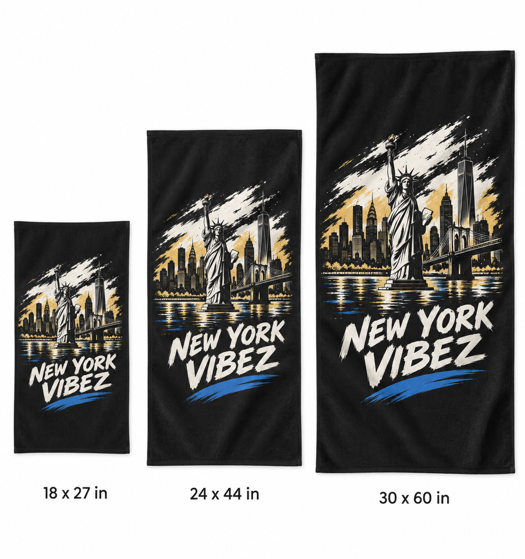 New York Vibez Beach Towel | Statue of Liberty Skyline