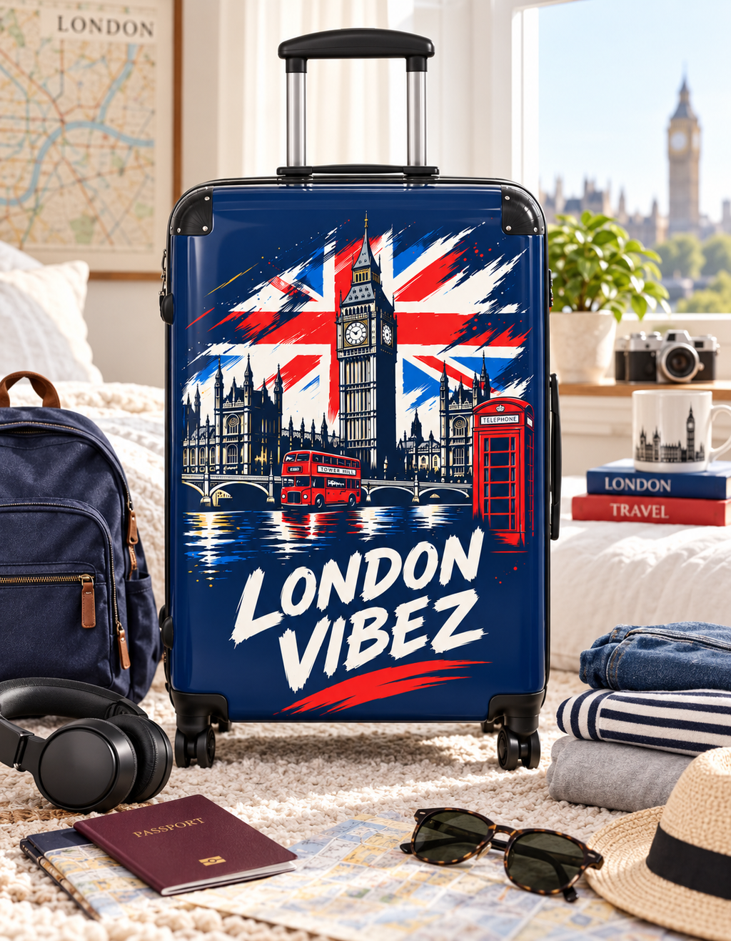 London Vibez Suitcase | Big Ben Union Jack Luggage Cover