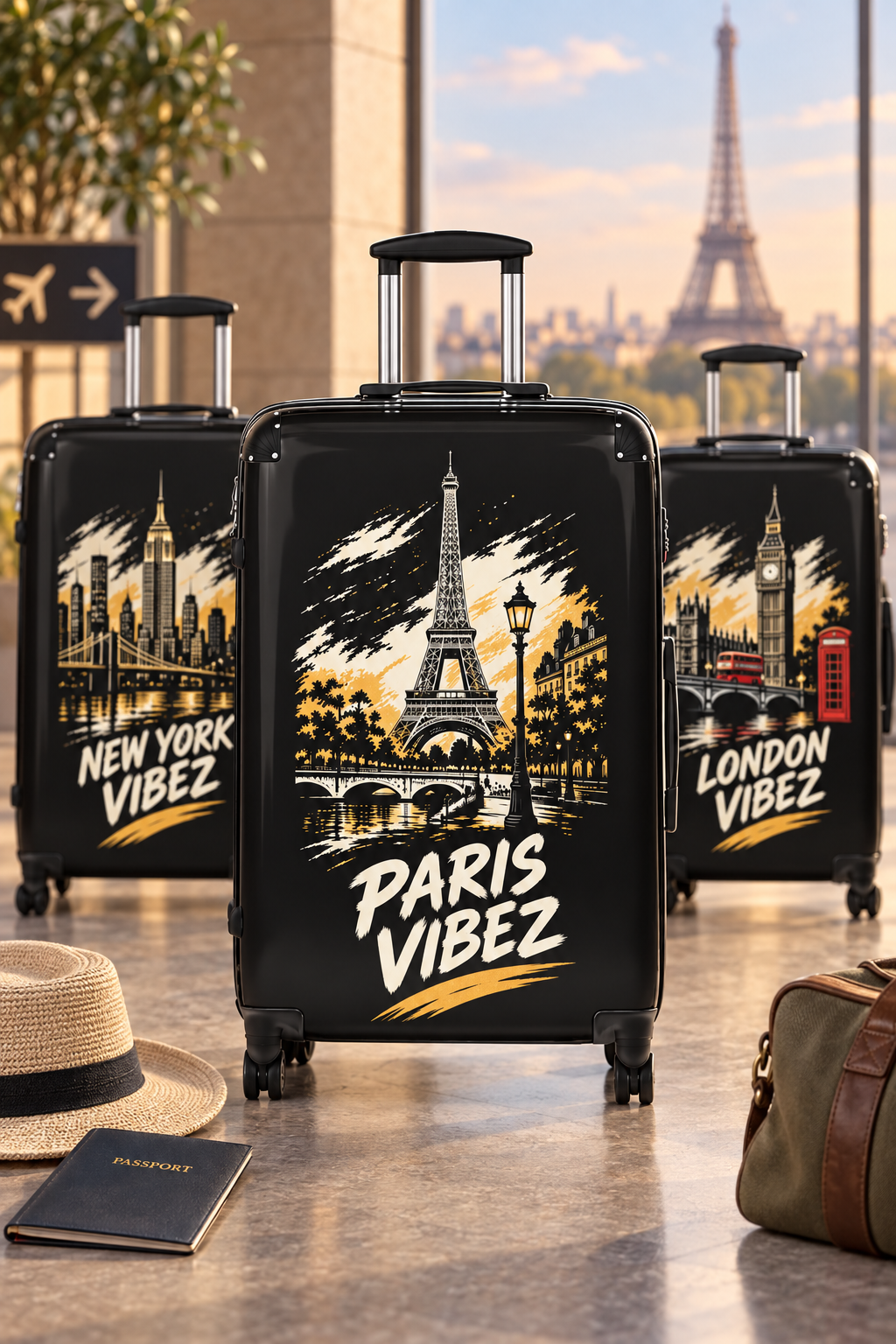 Paris Vibez Suitcase | Eiffel Tower Travel Luggage