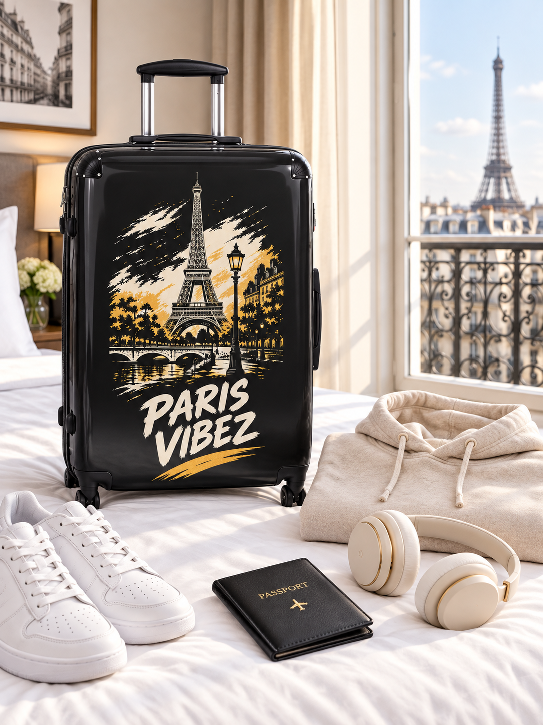 Paris Vibez Suitcase | Eiffel Tower Travel Luggage