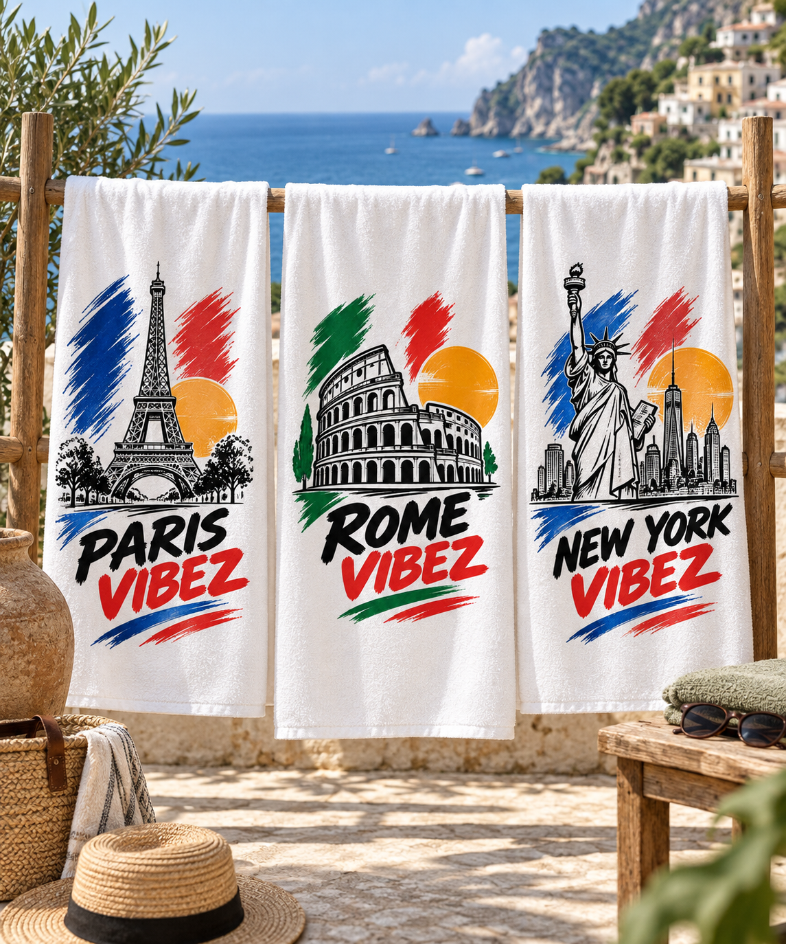 Rome Vibez Beach Towel | Colosseum Italy Flag Colors