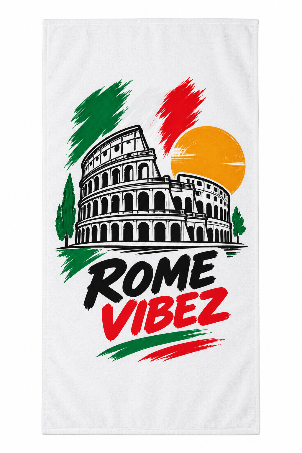 Rome Vibez Beach Towel | Colosseum Italy Flag Colors