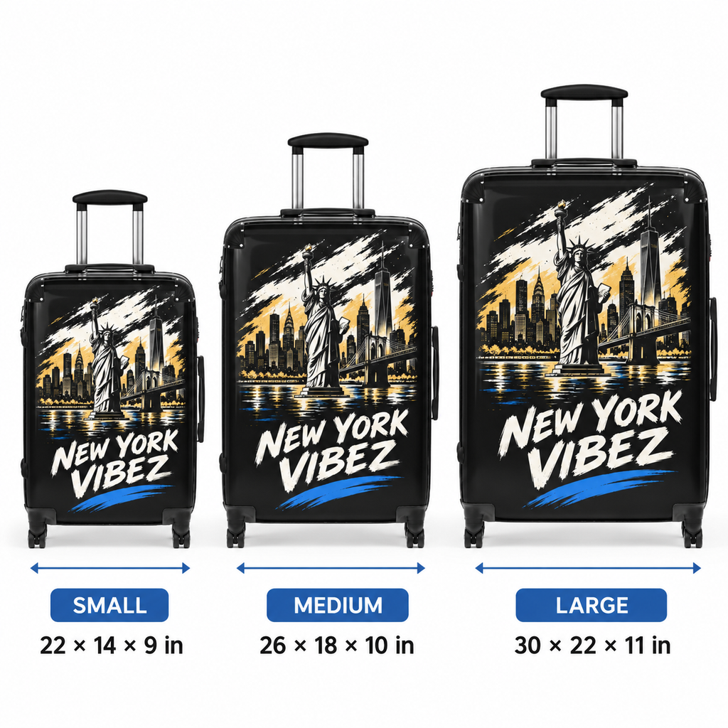 New York Vibez Suitcase | Statue of Liberty Skyline Luggage