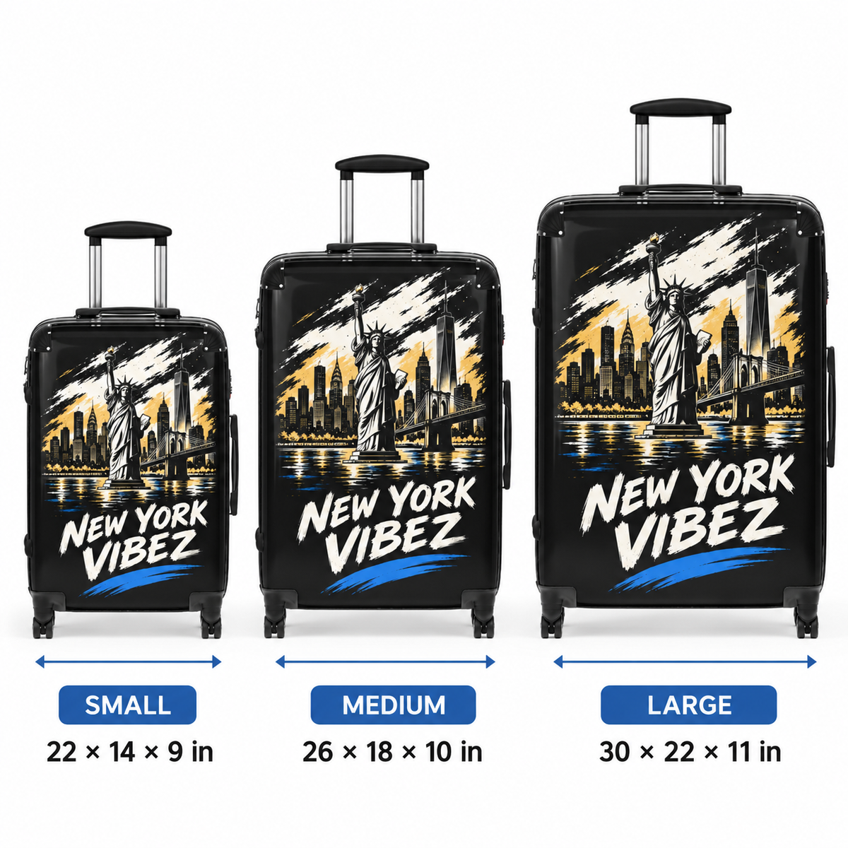 New York Vibez Suitcase | Statue of Liberty Skyline Luggage