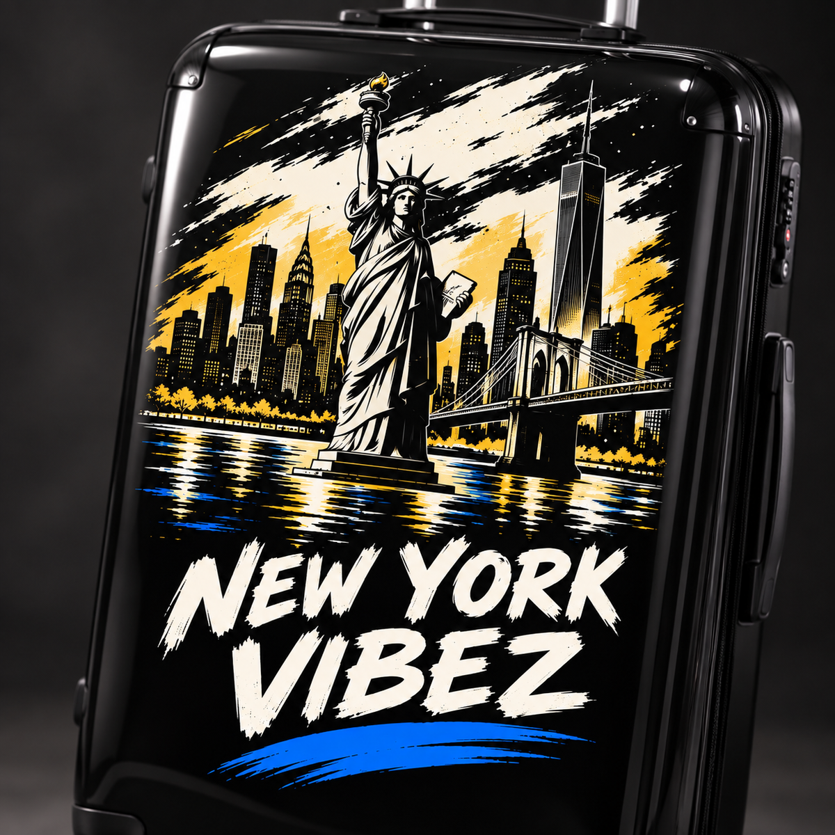 New York Vibez Suitcase | Statue of Liberty Skyline Luggage
