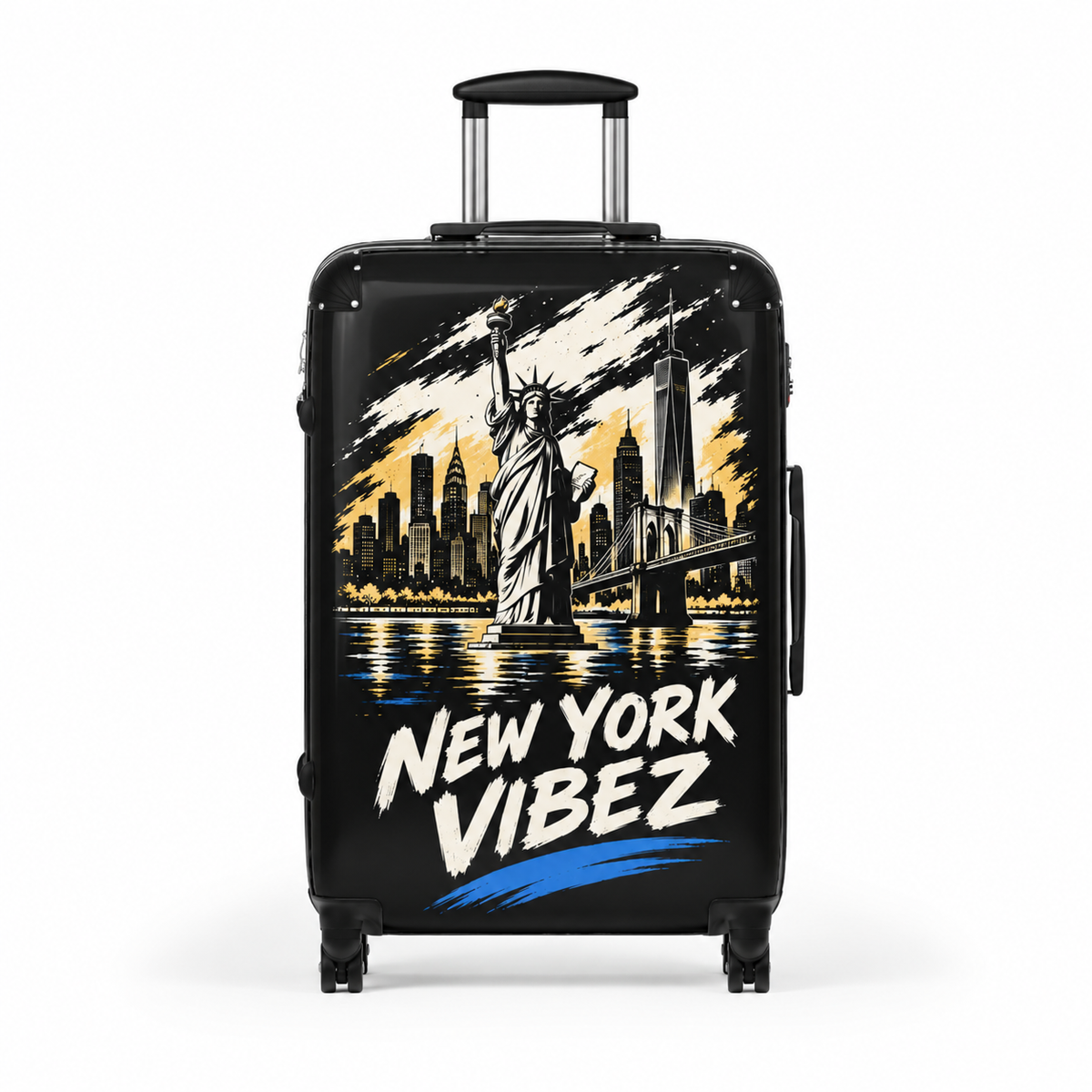 New York Vibez Suitcase | Statue of Liberty Skyline Luggage