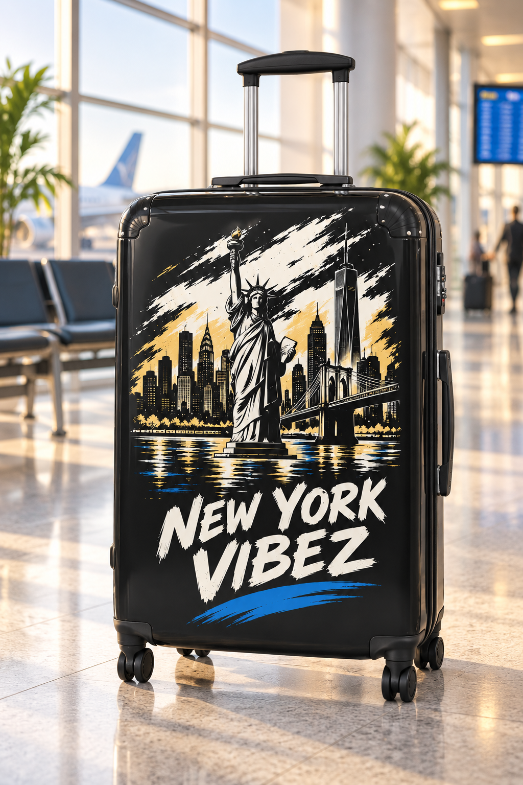 New York Vibez Suitcase | Statue of Liberty Skyline Luggage