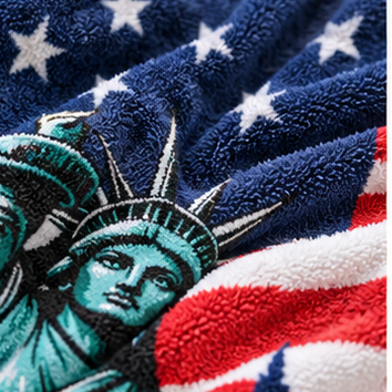 NY Vibez Statue of Liberty Beach Towel | American Flag, NYC Skyline