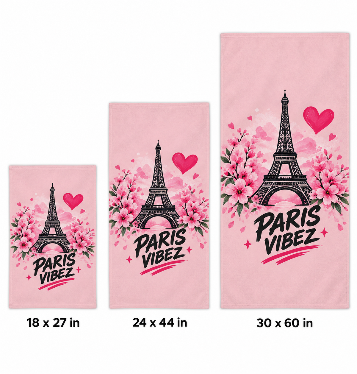 Paris Vibez Eiffel Tower Floral Beach Towel | Pink Cherry Blossom