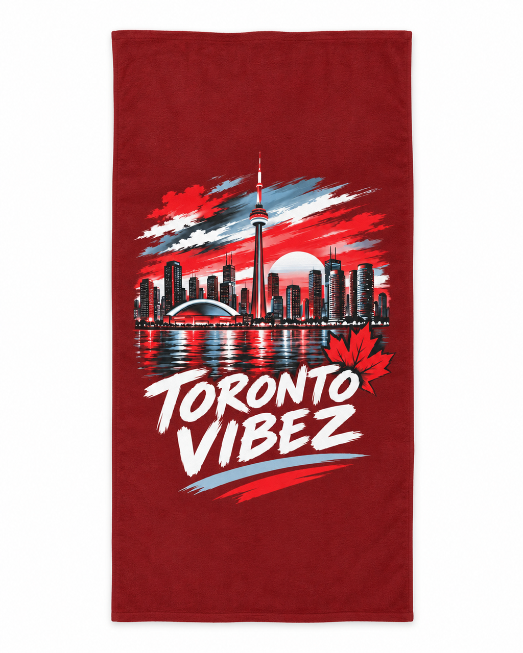 Toronto Vibez Beach Towel | Toronto Skyline, CN Tower, Maple Leaf