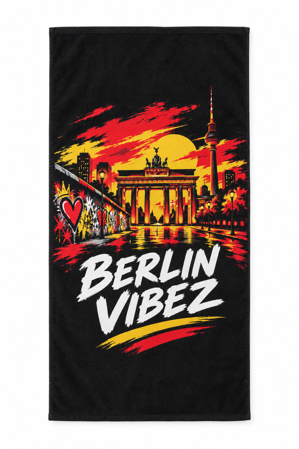 Berlin Vibez Beach Towel | Brandenburg Gate Skyline Graphic