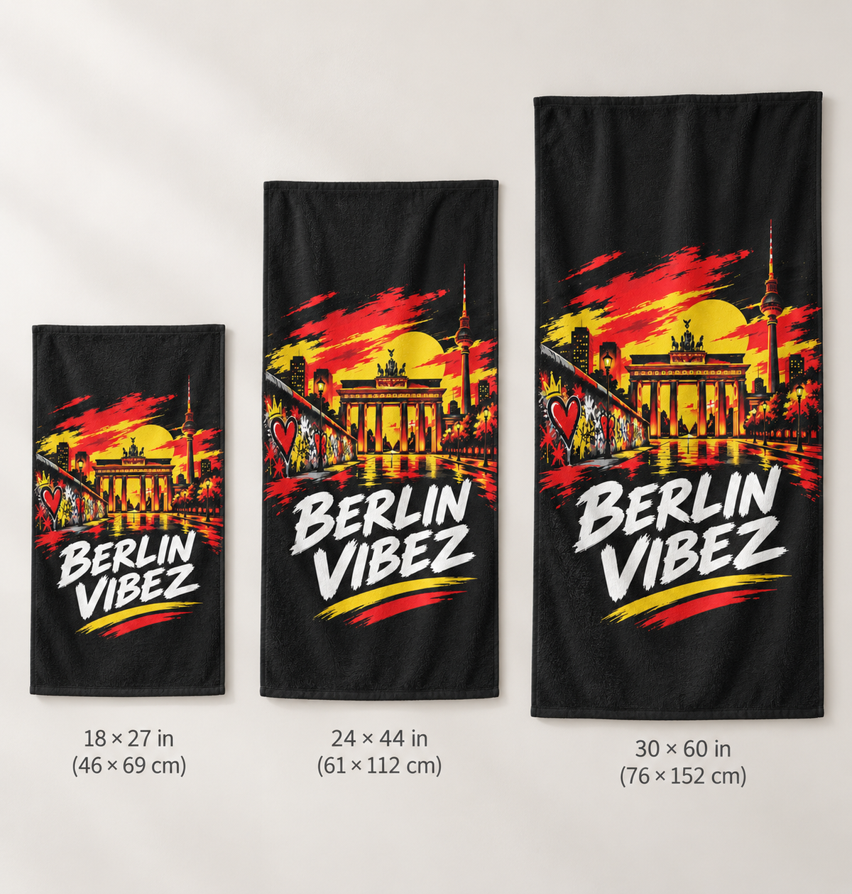 Berlin Vibez Beach Towel | Brandenburg Gate Skyline Graphic