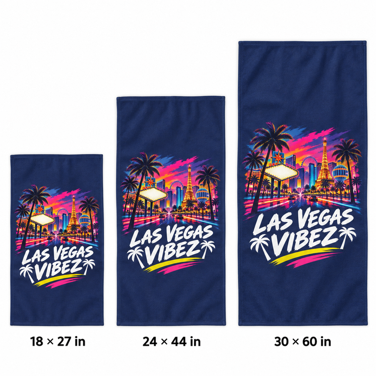Las Vegas Vibez Beach Towel | Neon Strip Skyline Palm Trees