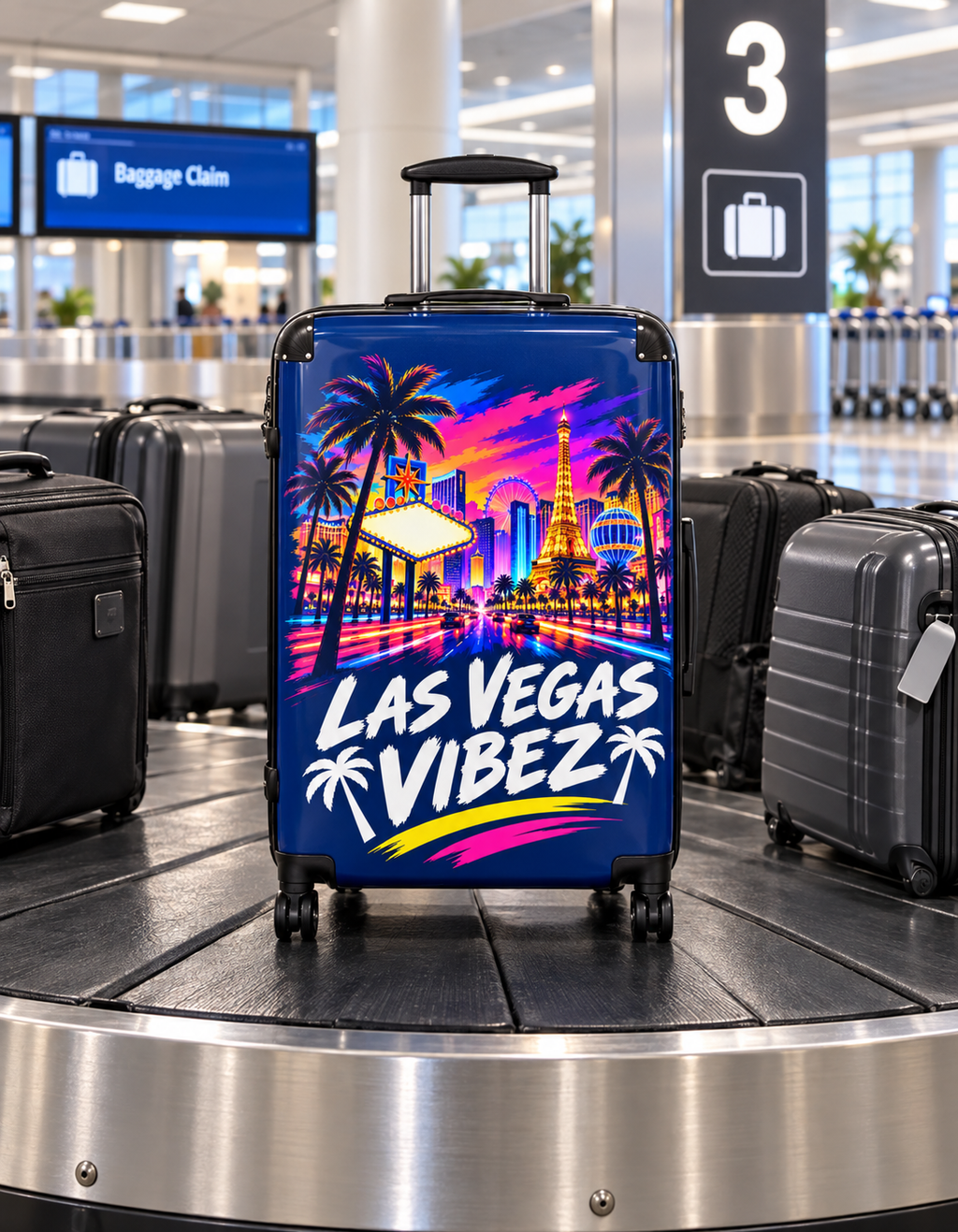Las Vegas Vibez Suitcase | Neon Strip Skyline Luggage Cover