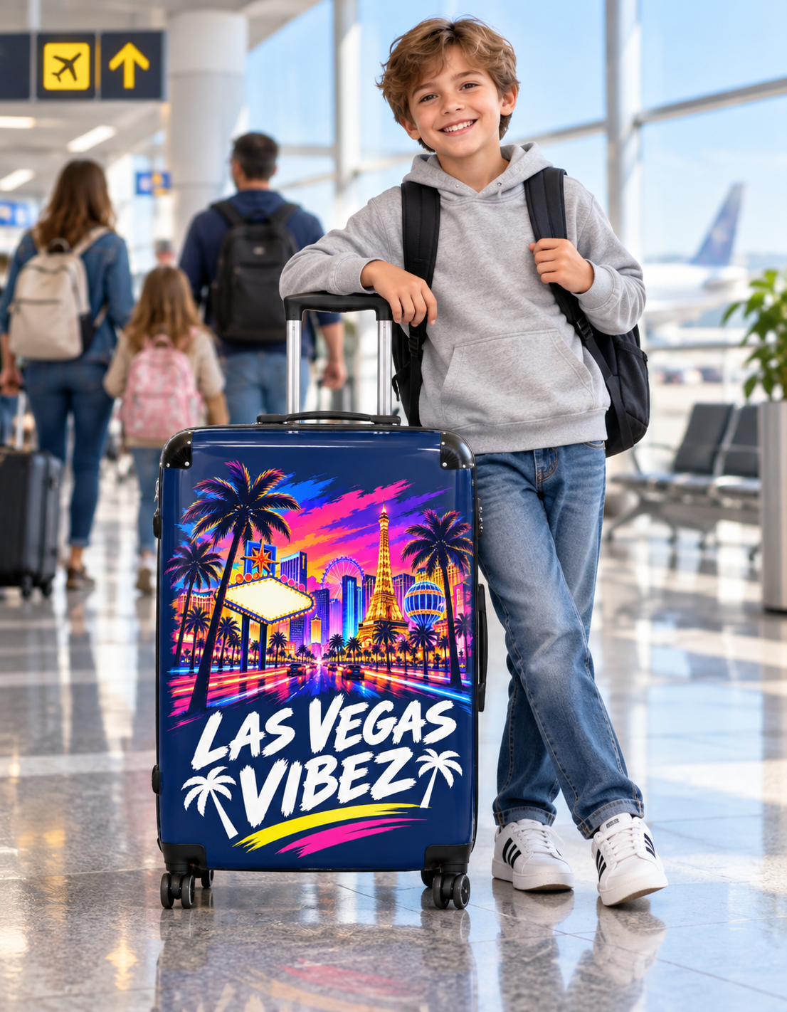 Las Vegas Vibez Suitcase | Neon Strip Skyline Luggage Cover