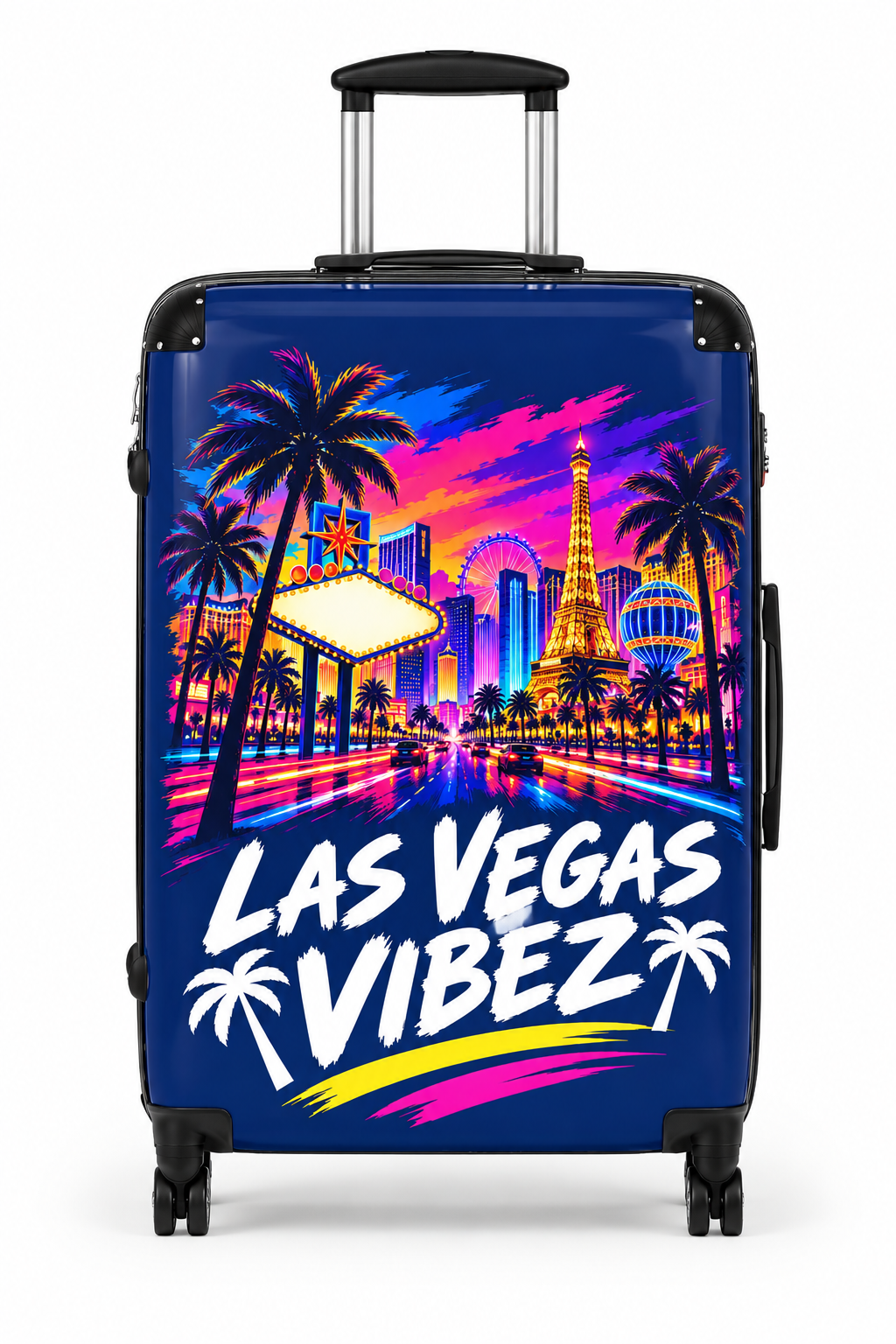 Las Vegas Vibez Suitcase | Neon Strip Skyline Luggage Cover