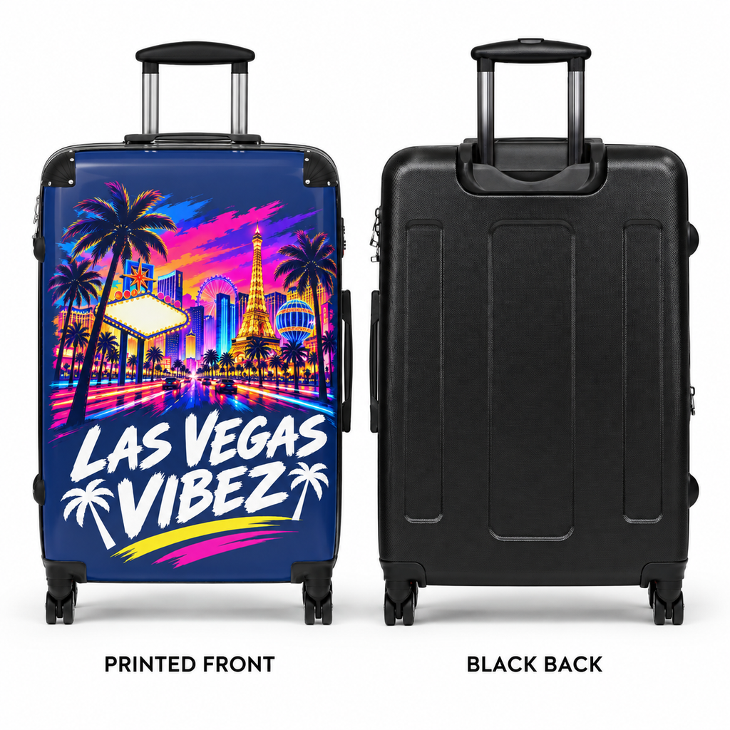 Las Vegas Vibez Suitcase | Neon Strip Skyline Luggage Cover