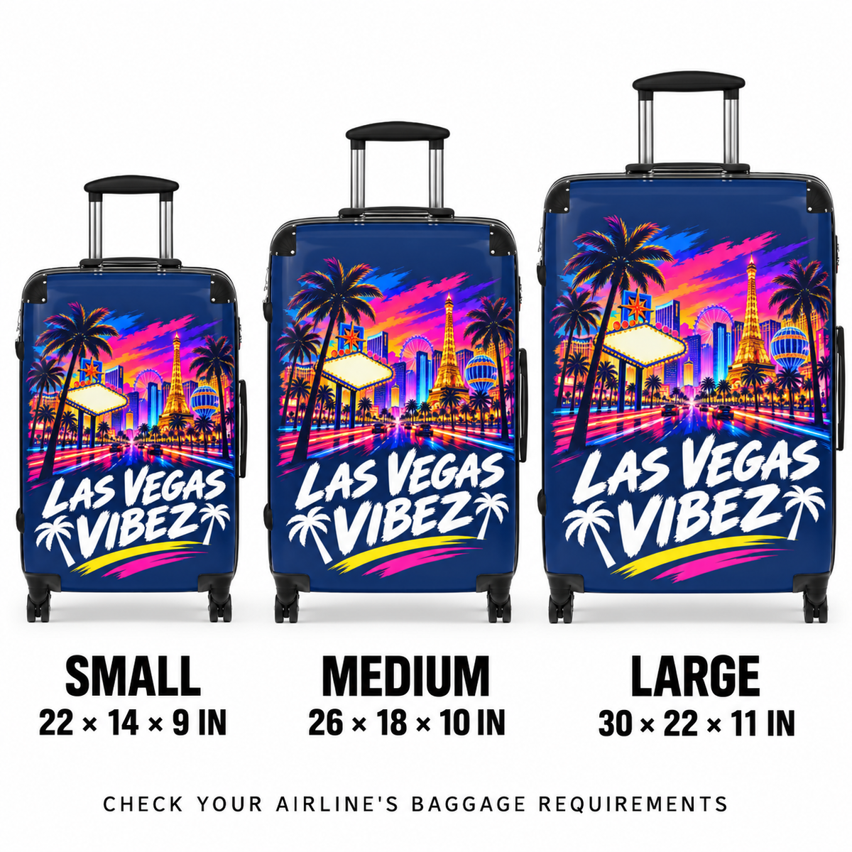 Las Vegas Vibez Suitcase | Neon Strip Skyline Luggage Cover