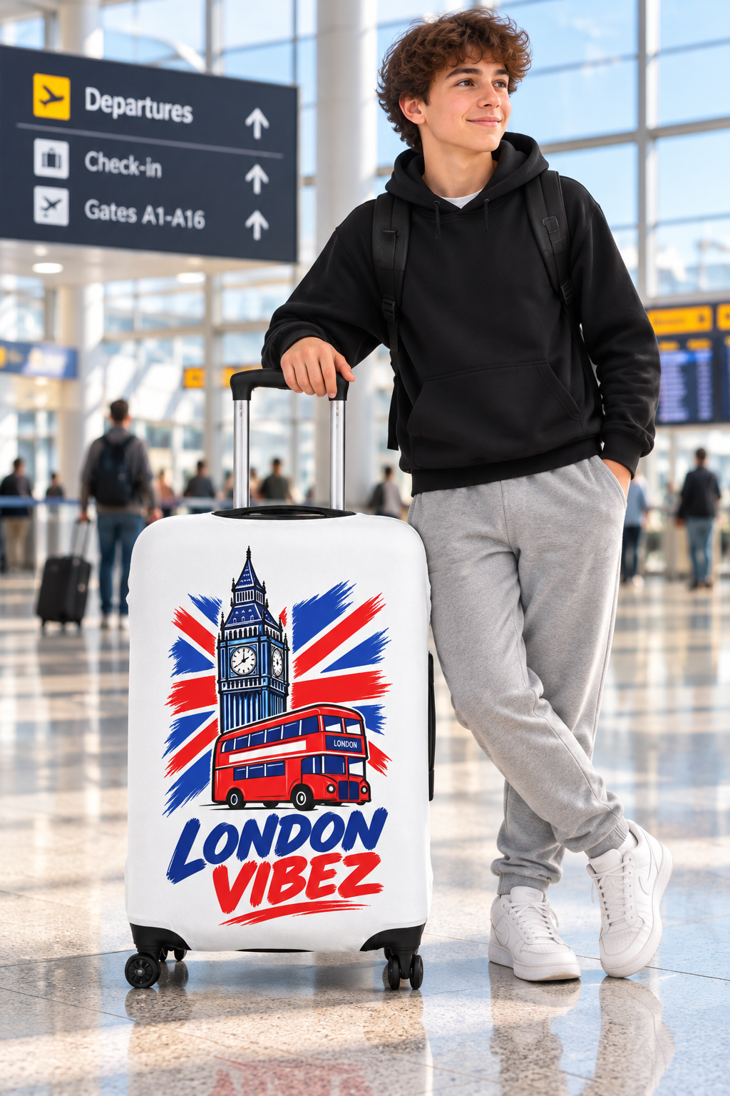 London Vibez Luggage Cover | Big Ben Double Decker Union Jack