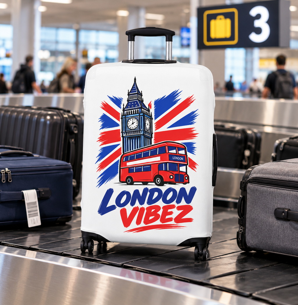 London Vibez Luggage Cover | Big Ben Double Decker Union Jack