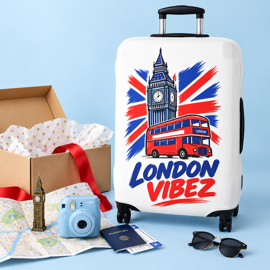 London Vibez Luggage Cover | Big Ben Double Decker Union Jack