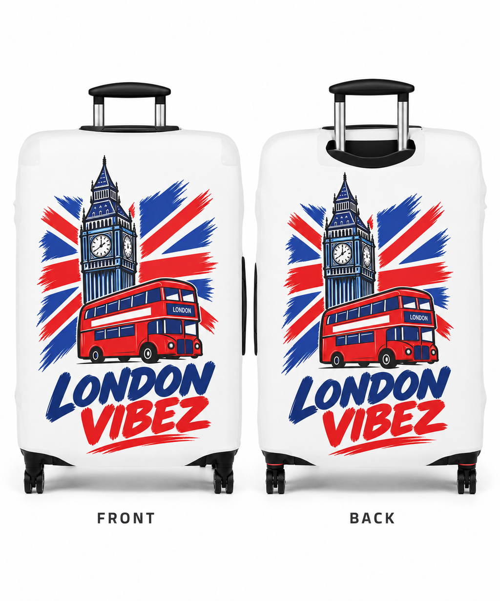 London Vibez Luggage Cover | Big Ben Double Decker Union Jack