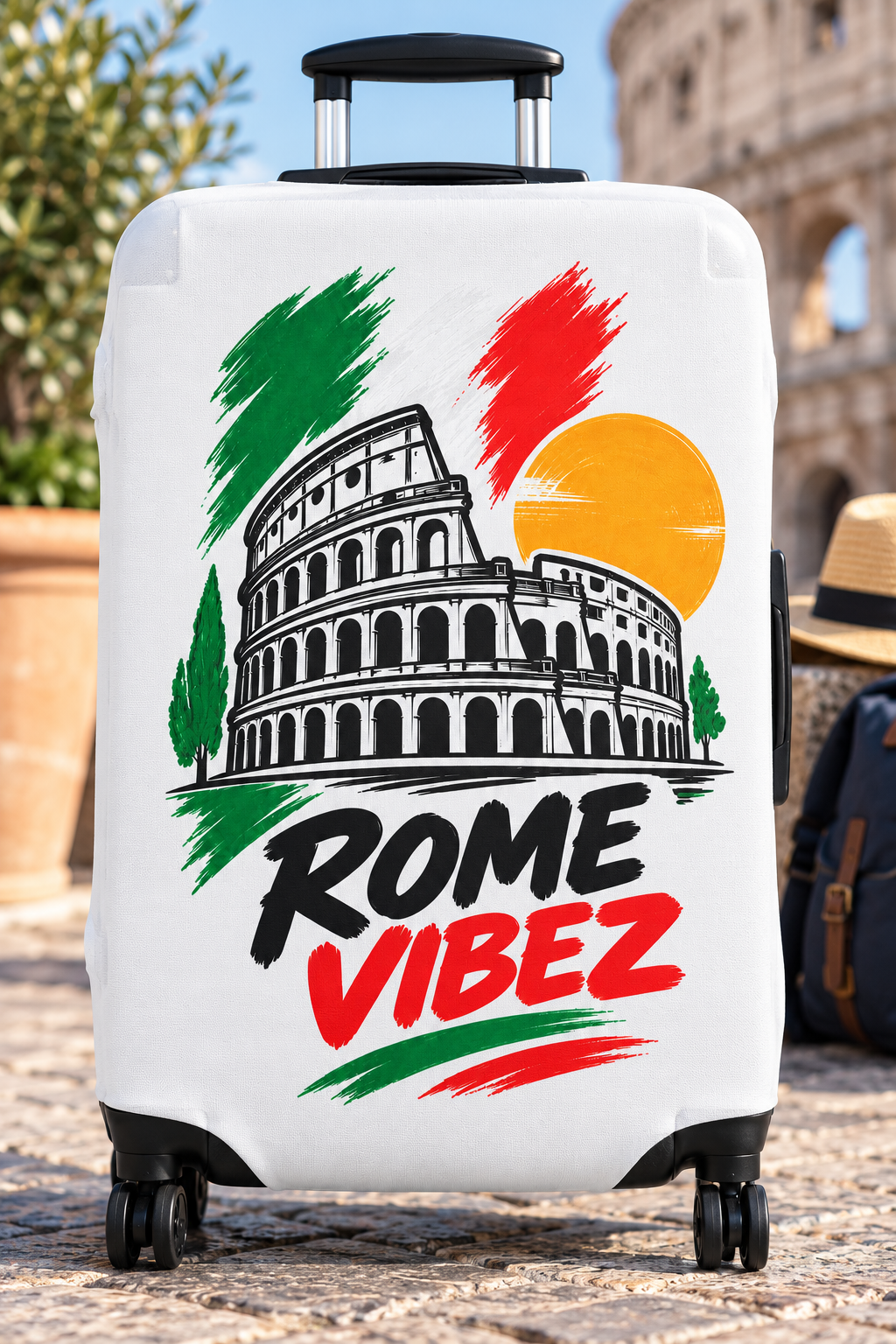 Rome Vibez Luggage Cover | Colosseum Italy Travel Case