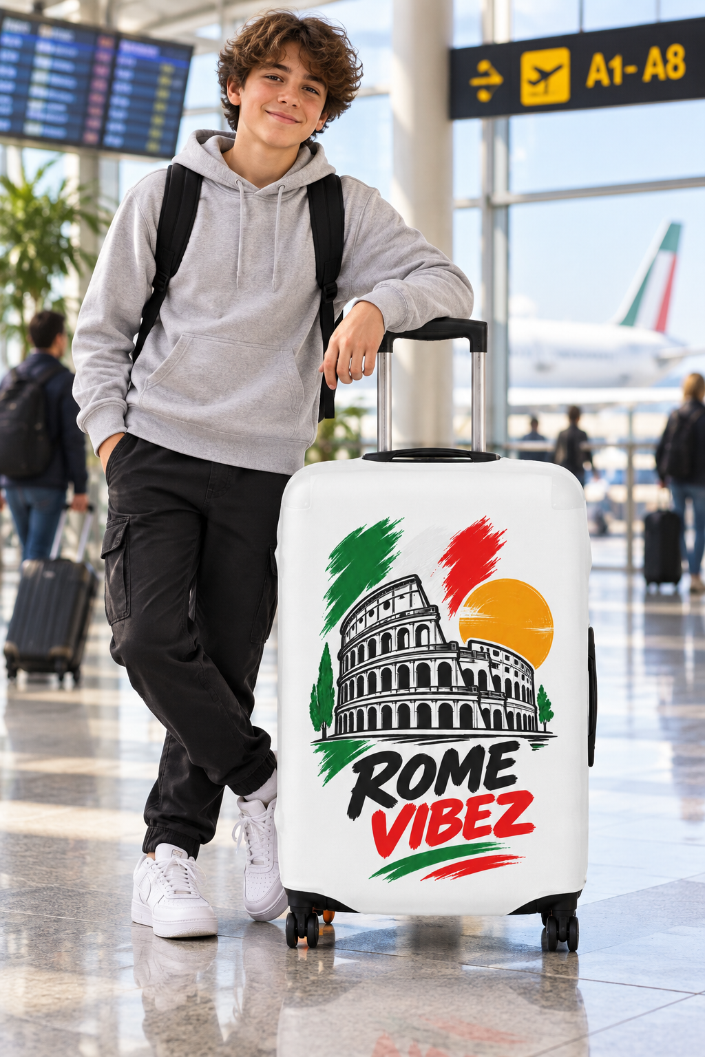 Rome Vibez Luggage Cover | Colosseum Italy Travel Case